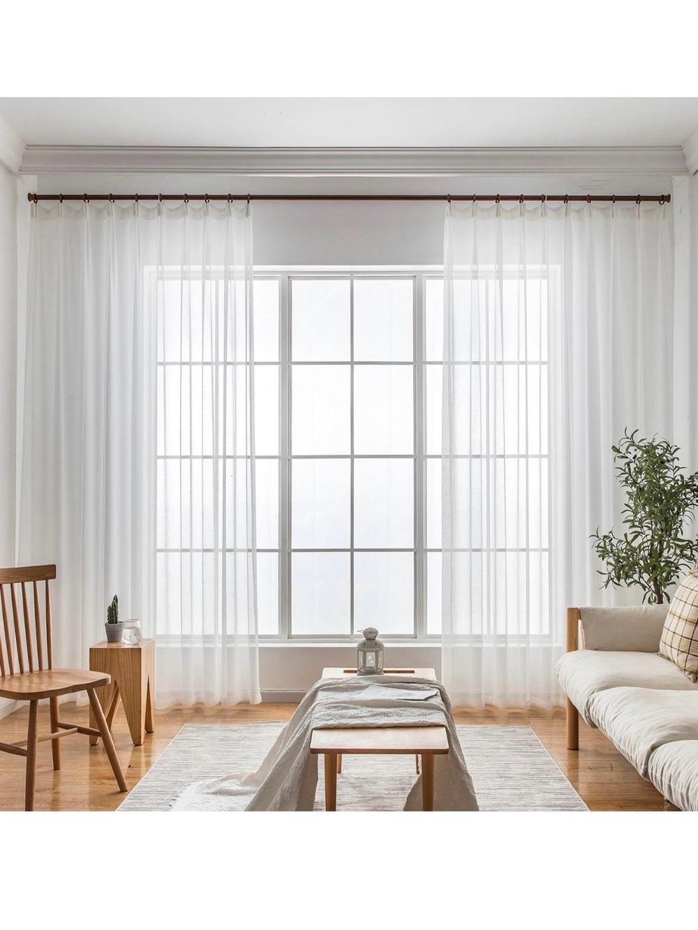 Sheer White Window Curtain Panel - Brand Not Visible